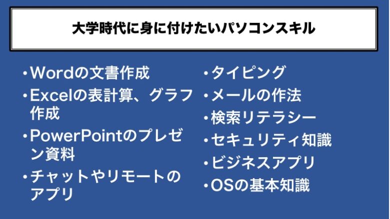 大学生が必須のパソコンスキル