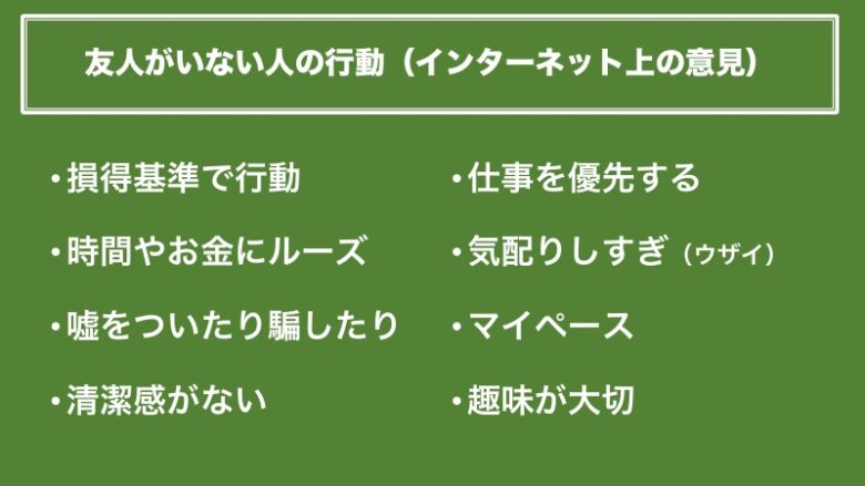 友人がいない人の行動