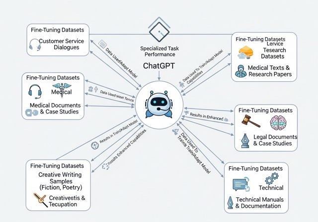 ChatGPTとファインチューニングデータセットの関連性を示す図